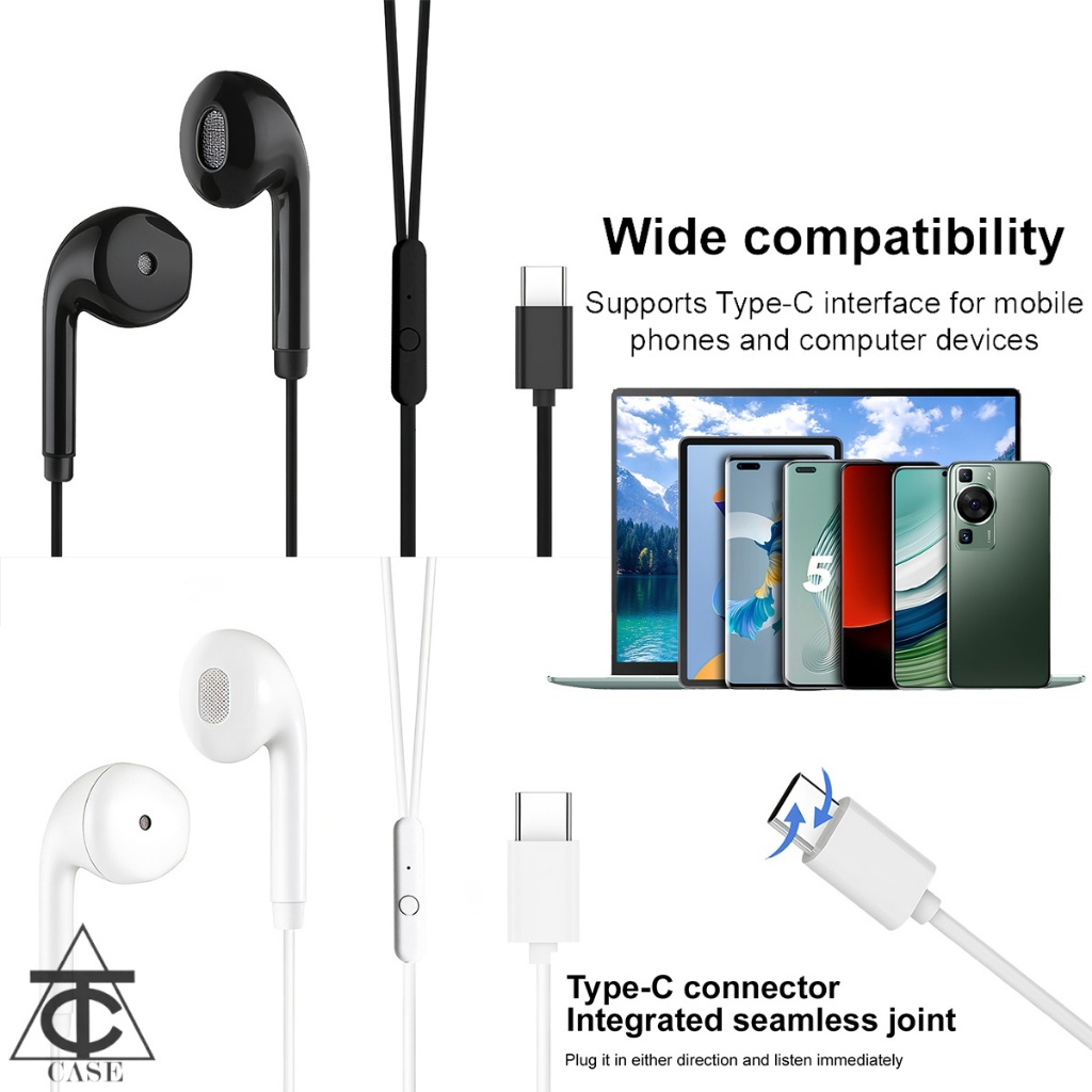 หูฟังType C มีไมค์ในตัว Small Talk AUX สำหรับ Android, หูฟังแบบมีสายTypeC ชุดหูฟังอินเอียร์หูฟัง