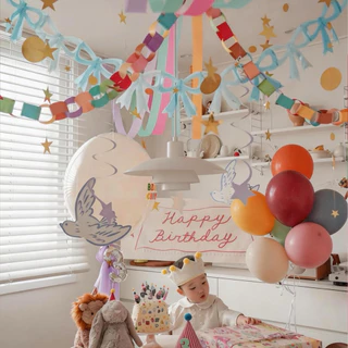 ร้านไทย ส่งด่วน DIY โซ่ห่วงกระดาษและริบบิ้นผ้าหลากสีสันสำหรับตกแต่งงานปาร์ตี้ งานครบรอบ งานเทศกาล พวงมาลัยประดับ100ชิ้น