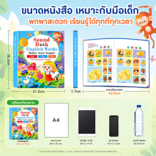 NIKO หนังสือเสียงเด็ก หนังสือเรียนคำศัพท์ภาษาอังกฤษ 2 ภาษา สำหรับเด็ก 3+ แตะแล้วมีเสียง USB ชาร์จได้ 18 หมวดคำศัพท์