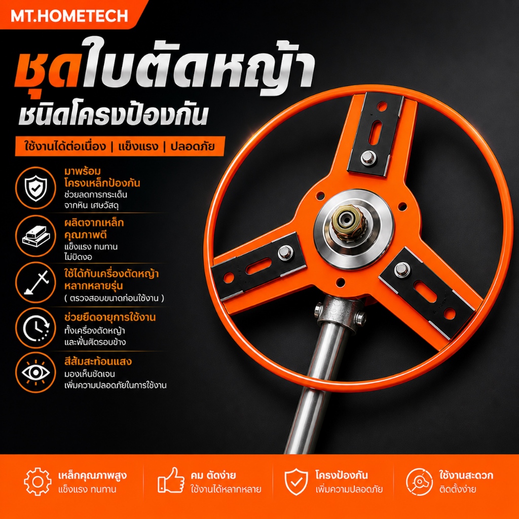 ใบตัดหญ้า โครงเหล็กป้องกัน ใบตัดหญ้าพร้อมโครงป้องกัน ผนัง ขอบปูน หรือหิน สำหรับตัดหญ้า AG1