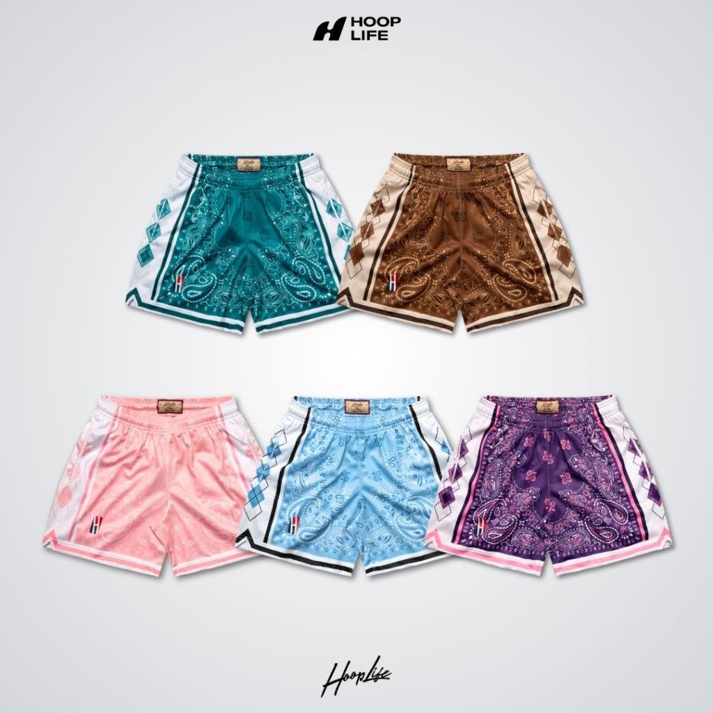 กางเกงขาสั้น กางเกงแฟชั่นเนวสตรีท HoopLife Bandana Mesh Shorts