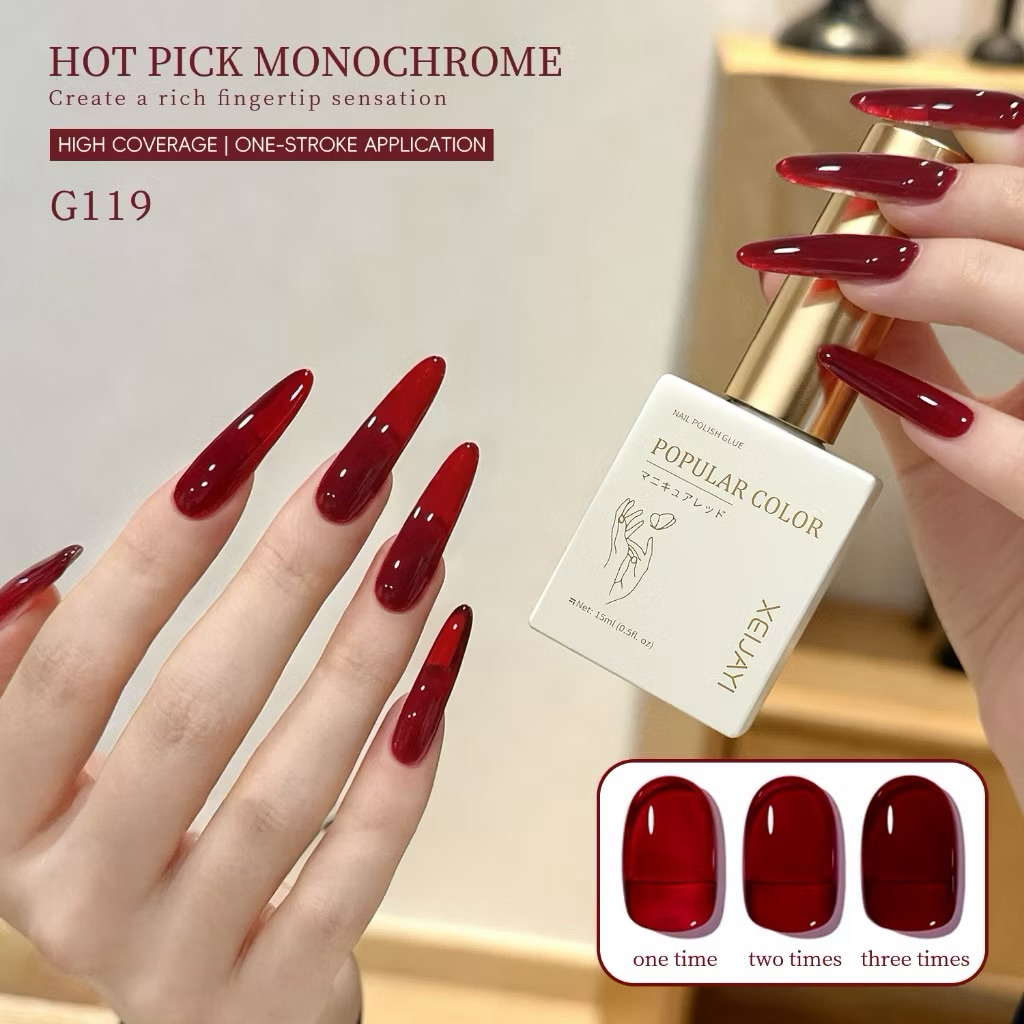 สีเจลทาเล็บ สีไซรัป สีพื้นแดง ขาว เขียว กริตเตอร์ XEIJAYI