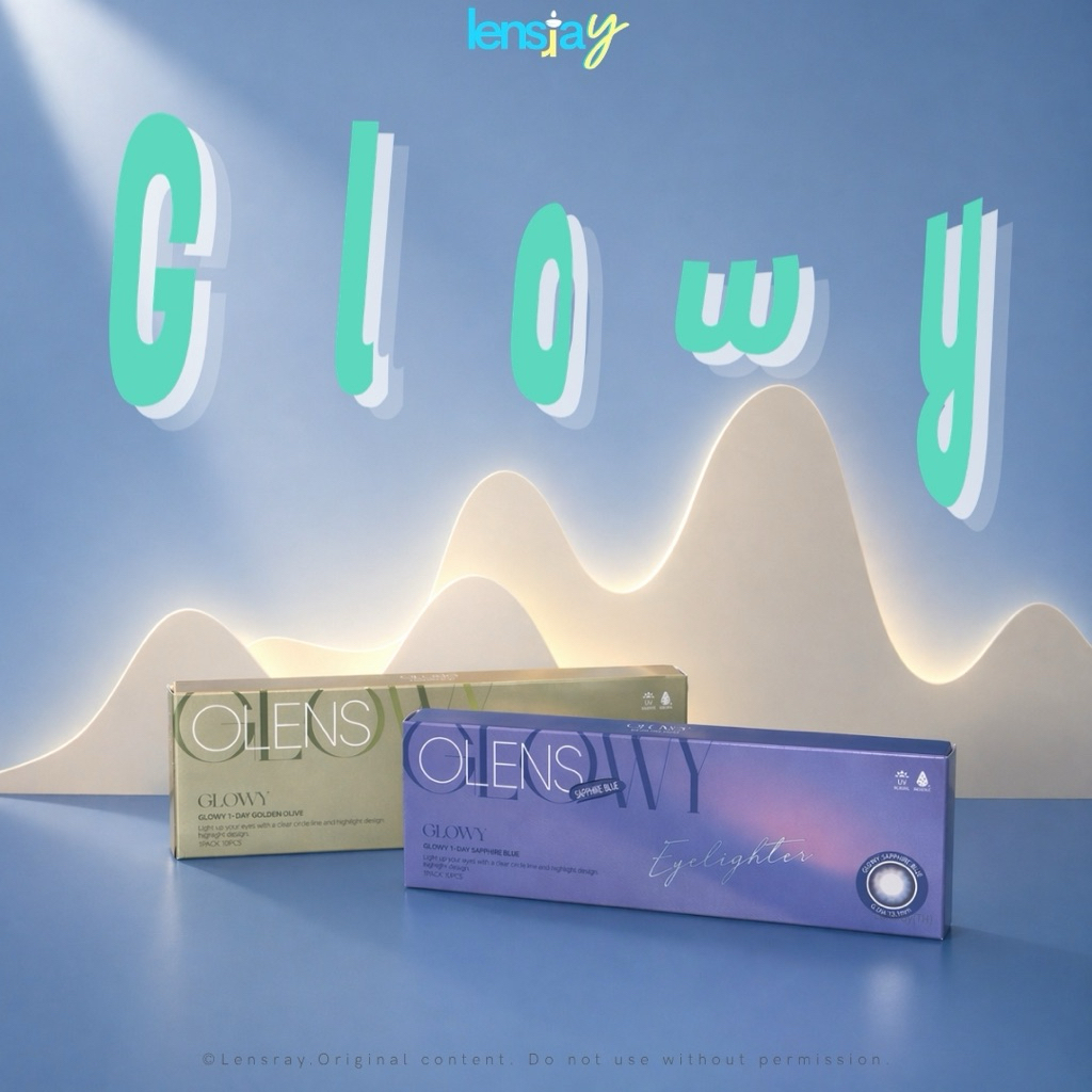 💫🫧(รายวัน) Olens รุ่น Glowy สี Sapphire blue/Gloden olive คอนแทคเลนส์เกาหลีรายวัน พร้อมส่ง