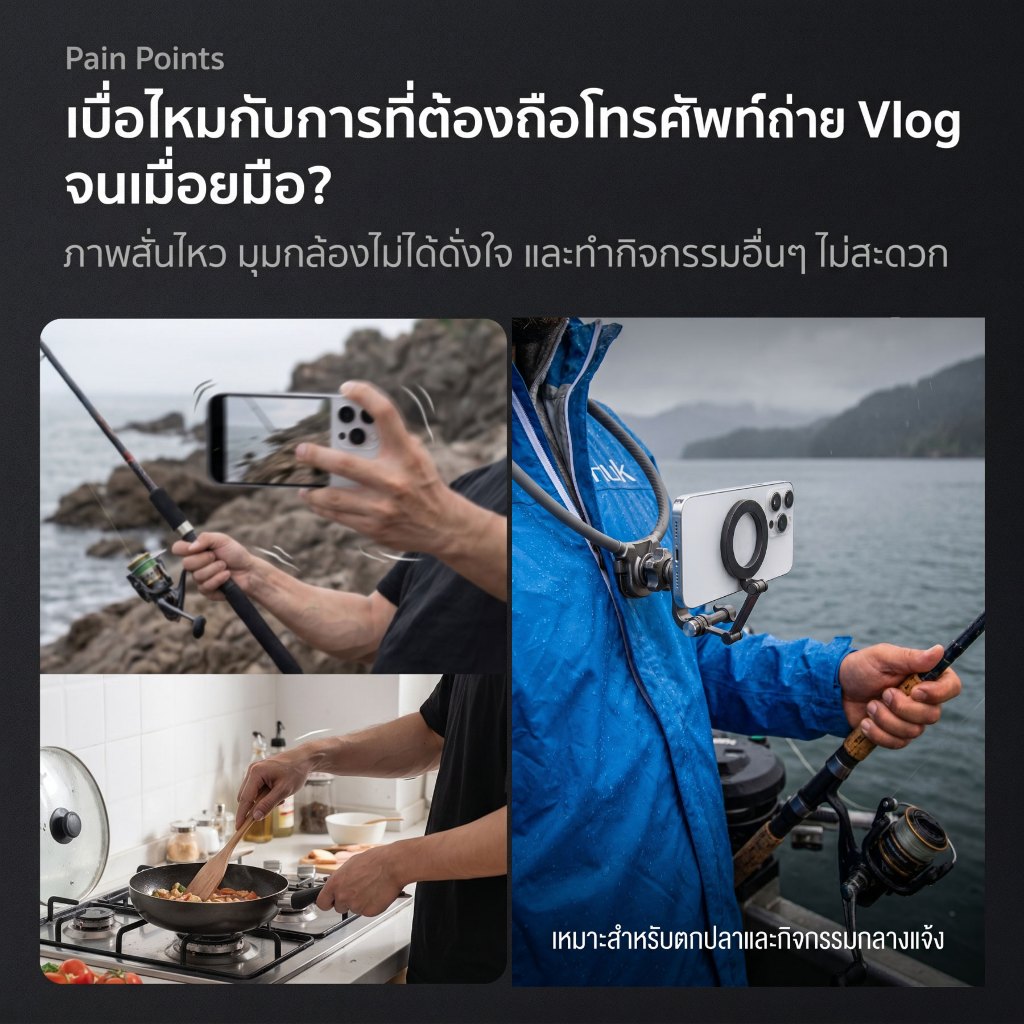 ที่ยึดโทรศัพท์คล้องคอ แม่เหล็ก MagSafe ดัดได้ 360 องศา รูปที่ 3