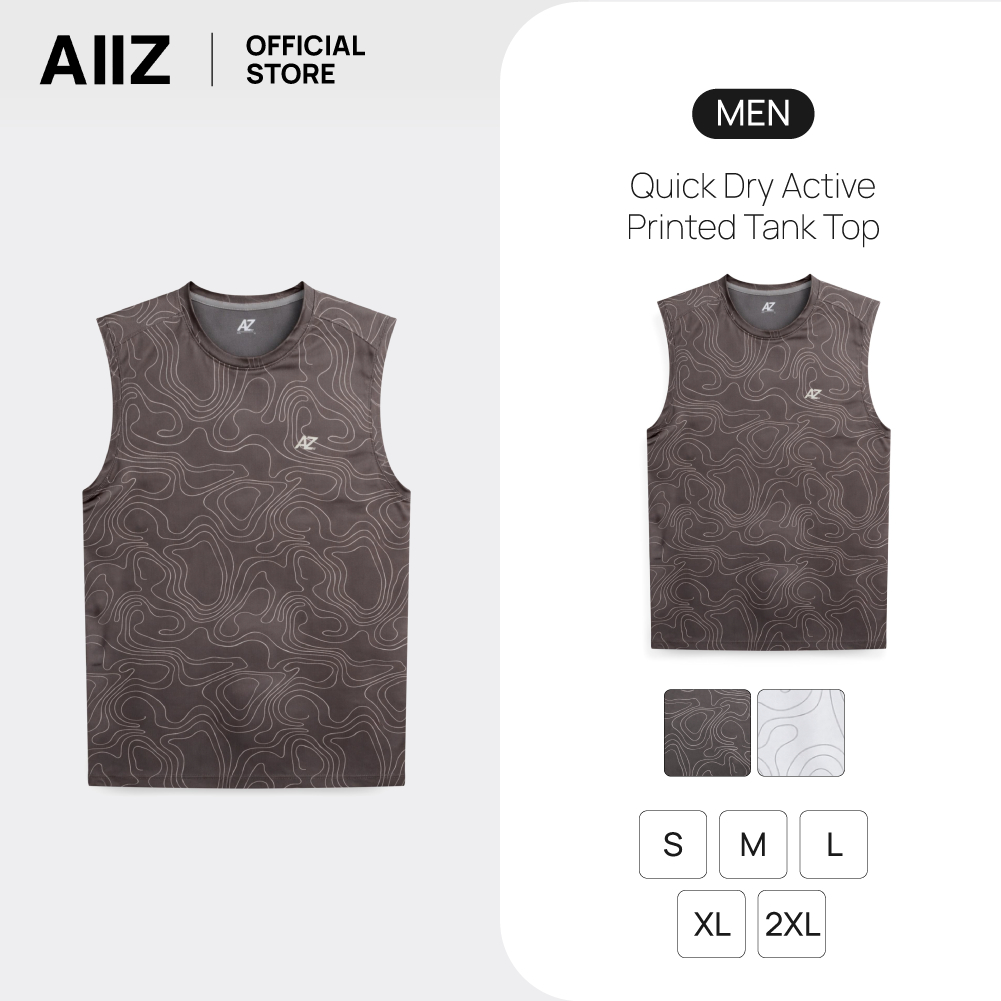AIIZ (เอ ทู แซด) - AIIZ เสื้อกล้ามแอคทีฟผู้ชายคอกลม พิมพ์ลาย ผ้าแห้งเร็ว AIIZ Men's Quick Dry Active Printed Tank Top