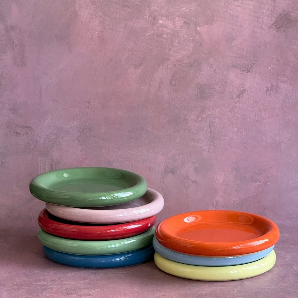 จานเค้ก จานขนม จานเซรามิค Dessert Plate Ceramic ขนาด 18 cm *อ่านคำแนะนำก่อนสั่งซื้อ* เคลือบเงา- AT1CERAMIC