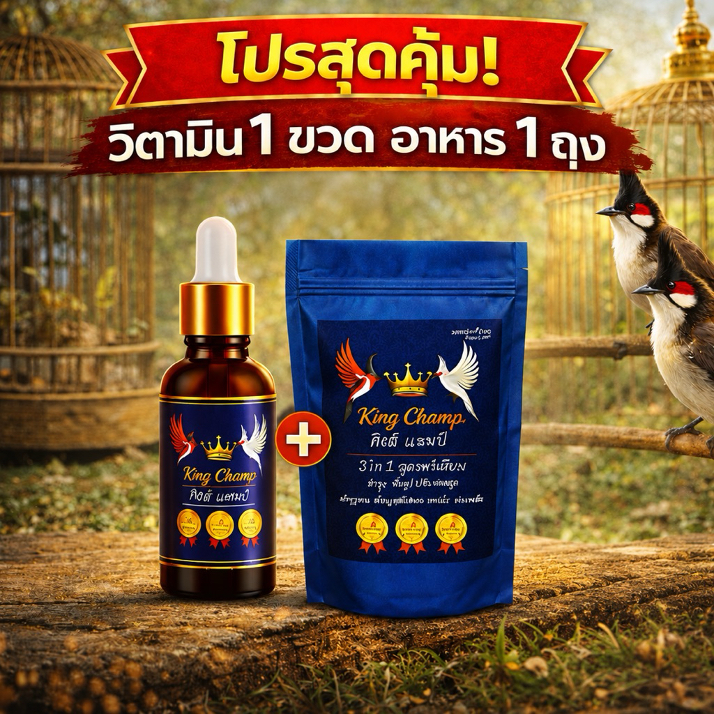 KING CHAMP อาหาร 1 วิตามิน 1 ชุดคู่สุดคุ้ม