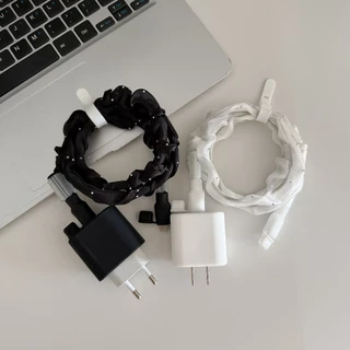 พร้อมส่งจากไทย ชุดถนอมสายชาร์จ ซิลิโคนสีพื้น สำหรับ ไอโฟน 18w 20w 35w