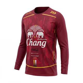 เสื้อกีฬาแขนยาวเสื้อกีฬาคอกลมพิมพ์ลายช้างเนื้อผ้าไมโครสปอร์ตระบายอากาศได้ดีใส่ได้ทั้งชายและหญิงมี6สี5ไซส์ให้เลือก