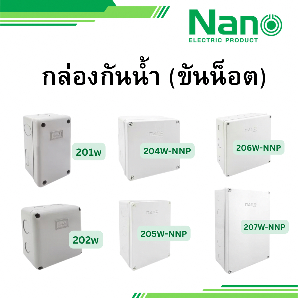 NANO กล่องกันน้ำ บล็อกกันน้ำ ขันน็อต รุ่น 201W 202W 204W-NNP 205W-NNP 206W-NNP 207W-NNP นาโน