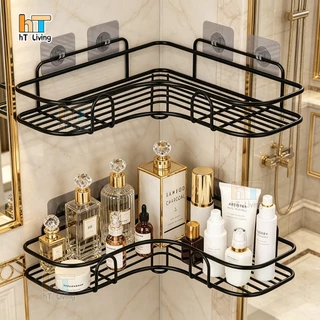 ชั้นวางของในห้องน้ำ ชั้นวางของ ไม่ต้องเจาะผนัง ที่วางของเข้ามุมสามเเหลียม ชั้นวางของติดผนัง