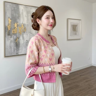LANNA - เสื้อคลุมแขนยาวผ้าฝ้ายพิมพ์ลายแขน 5ส่วน ทรงใส่สวยมากค่ะ ใส่คลุมออกงาน ใส่คลุมทำงานได้ทุกโอกาสค่ะ