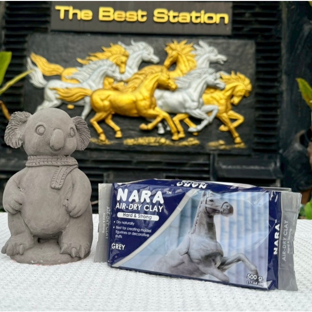 เดอะเบสท์สเตชั่น ดินเยื่อกระดาษ นารา สีเทา แห้งได้ไม่ต้องอบ Nara Air-Dry Clay 500g
