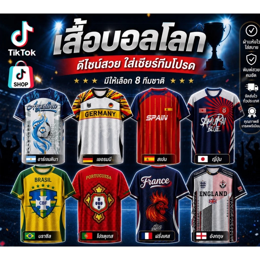 เสื้อเชียร์บอลโลก2026 มีทั้งเด็กและผู้ใหญ่ พร้อมส่ง