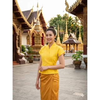 เสื้อพื้นเมืองหญิงเสื้อผ้าฝ้ายป้ายข้าง36"-44"