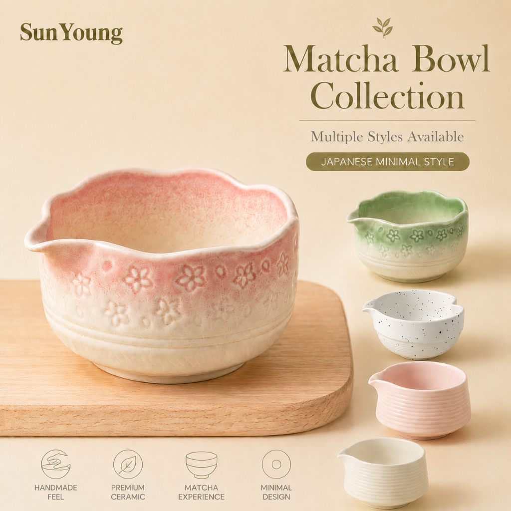 🍵ถ้วยชงมัทฉะ 1 ชิ้น SunYoung ชามมัทฉะเซรามิก Matcha Bowl Chawan ถ้วยชา สไตล์ญี่ปุ่น