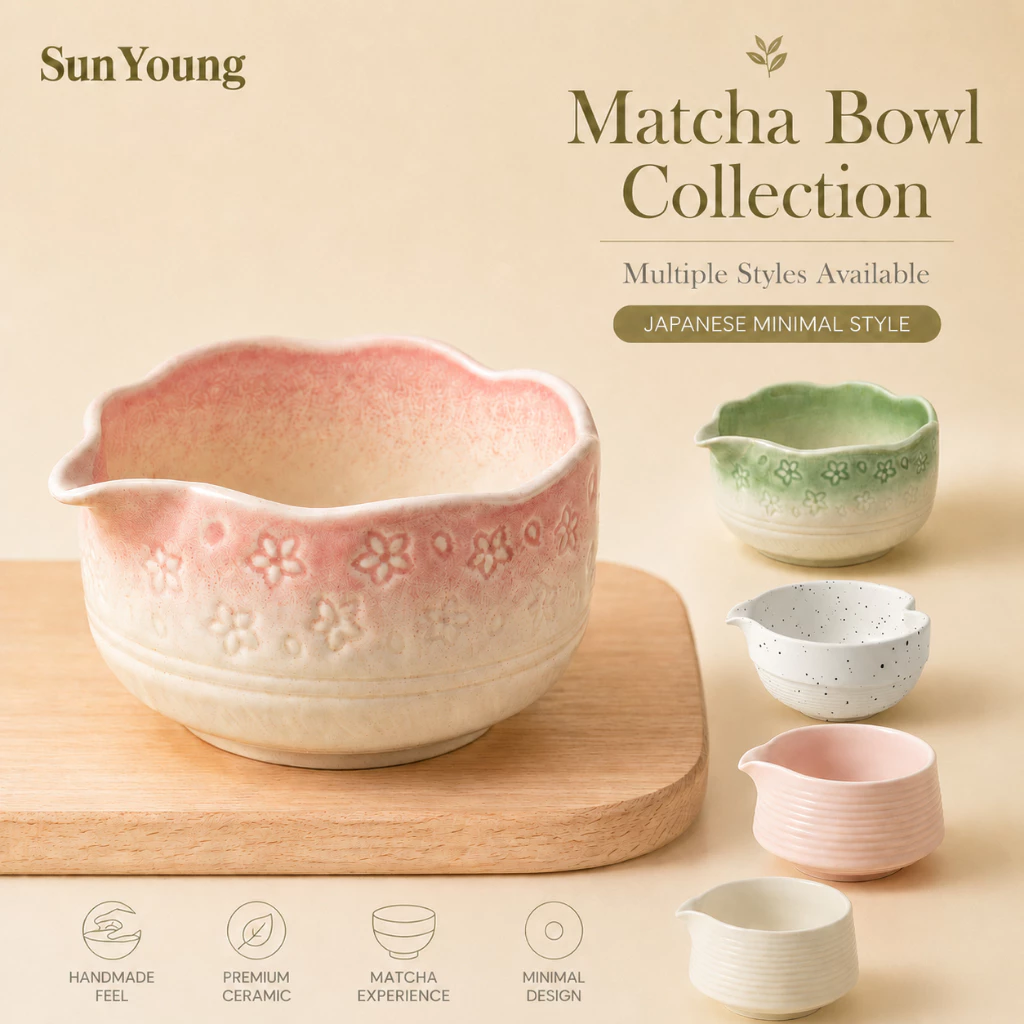 🍵ถ้วยชงมัทฉะ 1 ชิ้น SunYoung ชามมัทฉะเซรามิก Matcha Bowl Chawan ถ้วยชา สไตล์ญี่ปุ่น