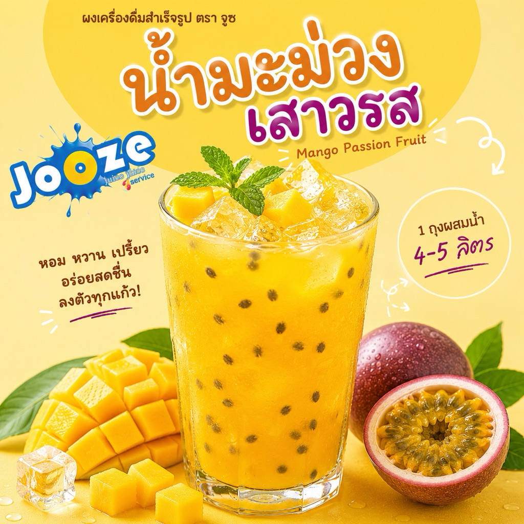 ผงเครื่องดื่มสำเร็จรูป รส มะม่วงเสาวรส ตราจูซ ขนาด 500 กรัม