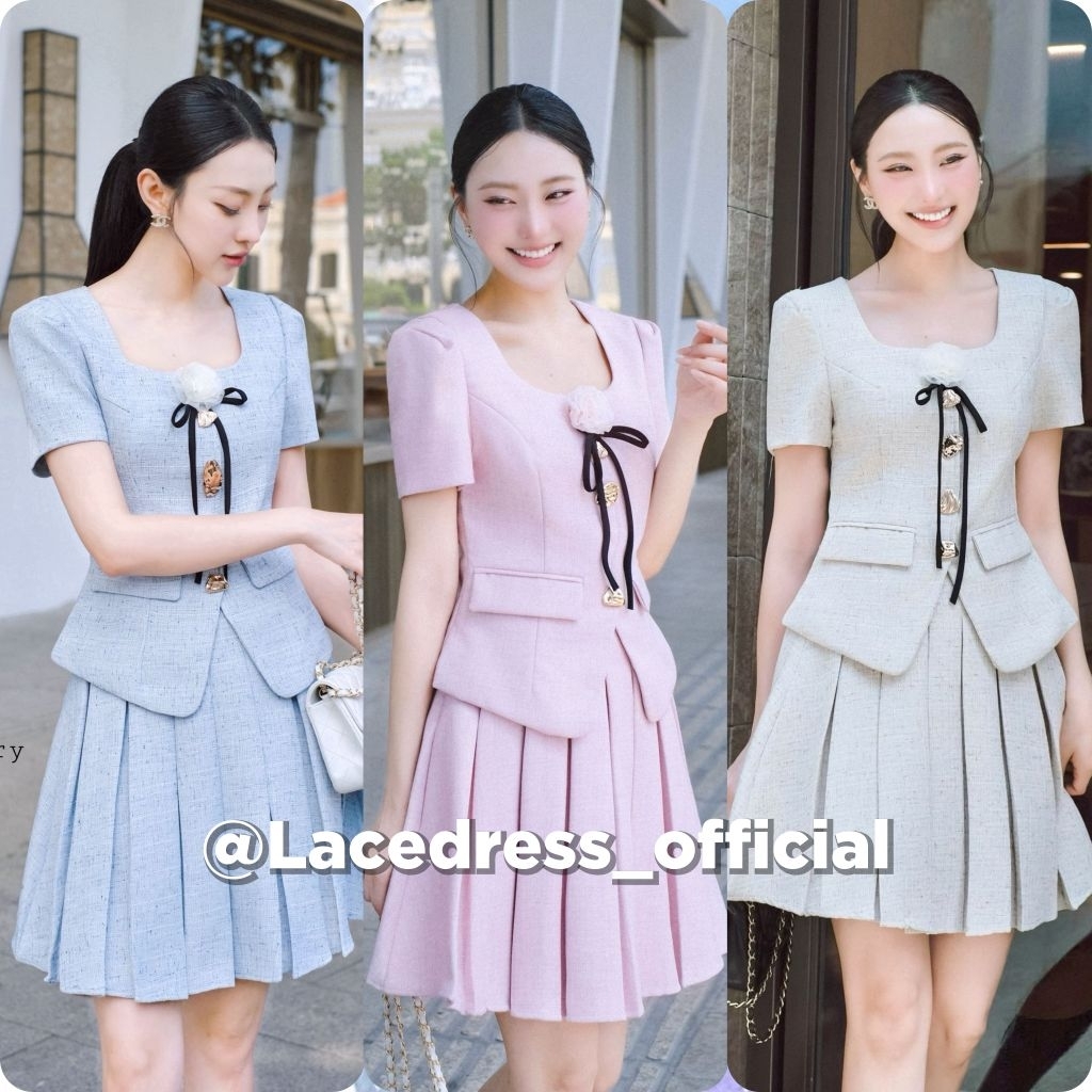 The gallery ●ชุดเซ็ตเสื้อแขนสั้น+กระโปรงสั้นแต่งจีบรอบ