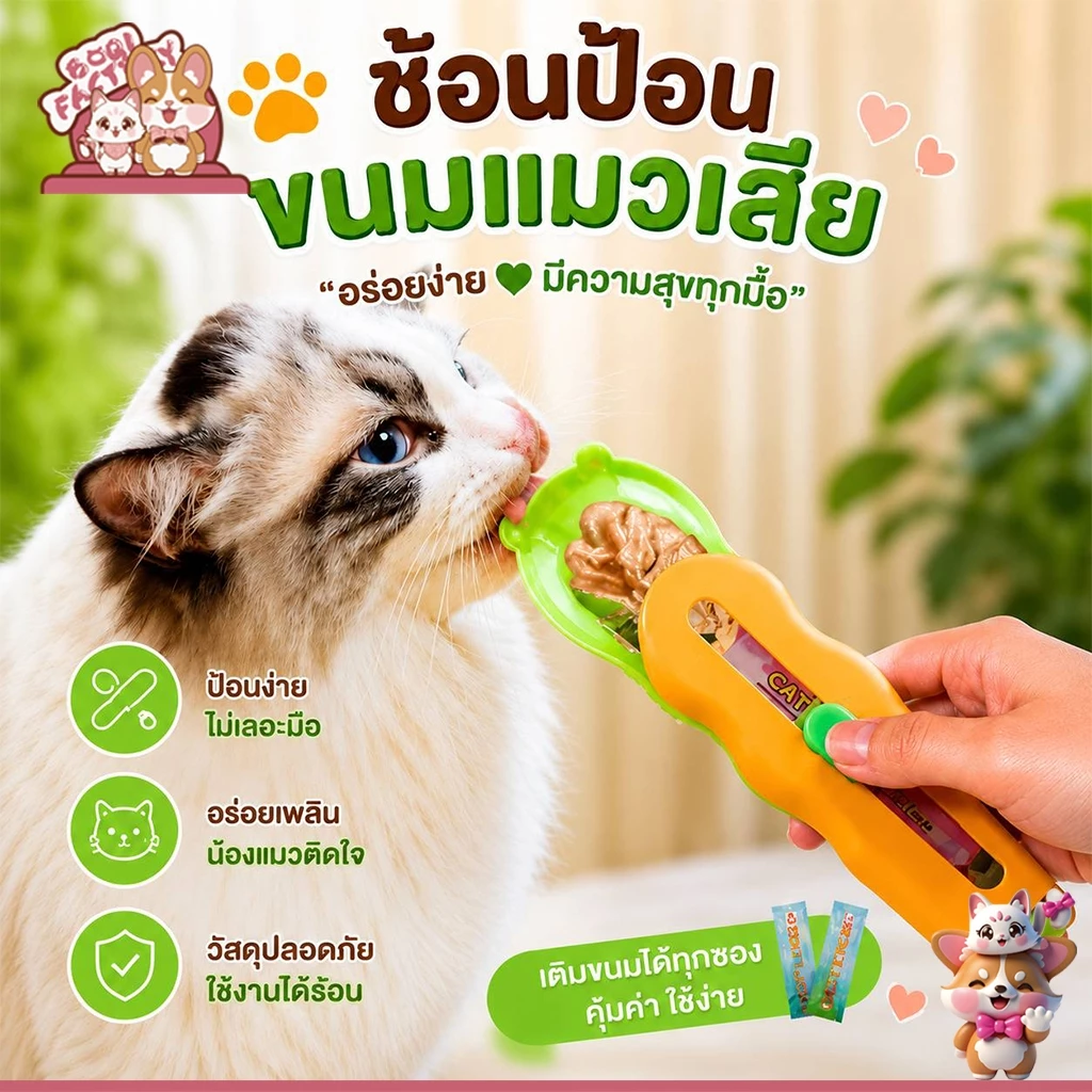 Boqi Factory ช้อนป้อน ขนมแมวเลีย ช้อนป้อนอาหาร ขนมแมว อเนกประสงค์ ราคา ต่อ 1 ชิ้น ZC4002
