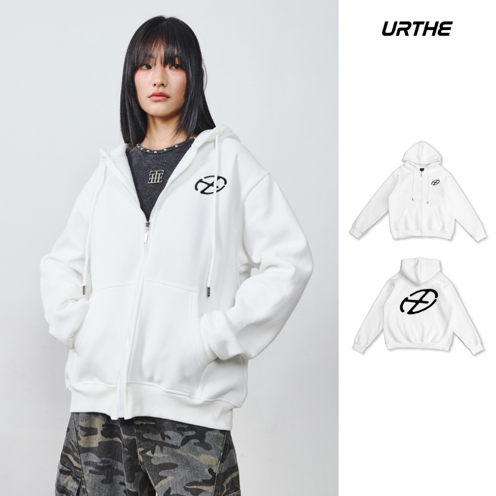 URTHE - เสื้อฮู้ดดี้ เสื้อกันหนาว Oversize รุ่น CLEAN ZIP HOODIE