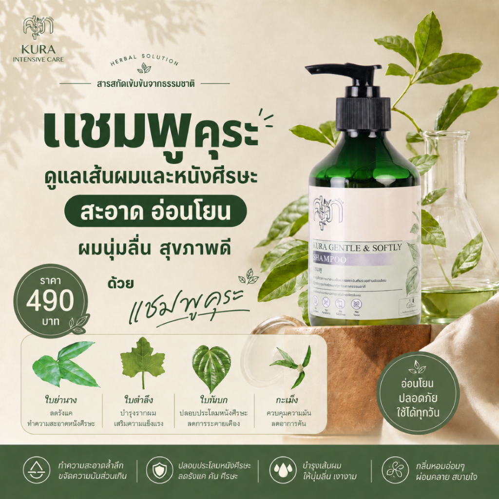 แชมพูคุระ แชมพูสมุนไพร Kura shampoo