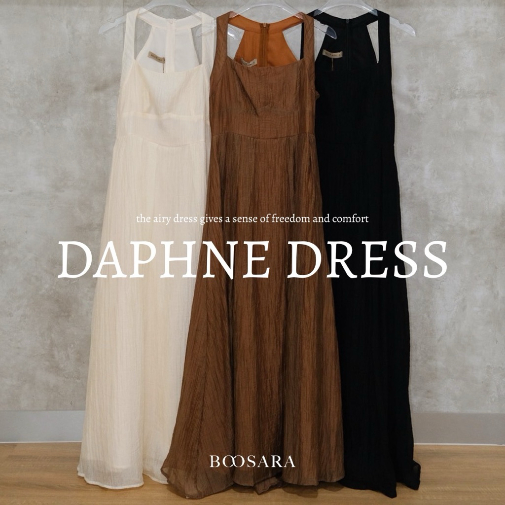 BOOSARA : Daphne Dress (ดาฟเน) ชุดเดรสยาวผ้าพริ้วลายเปลือกไม้ - BSR C.