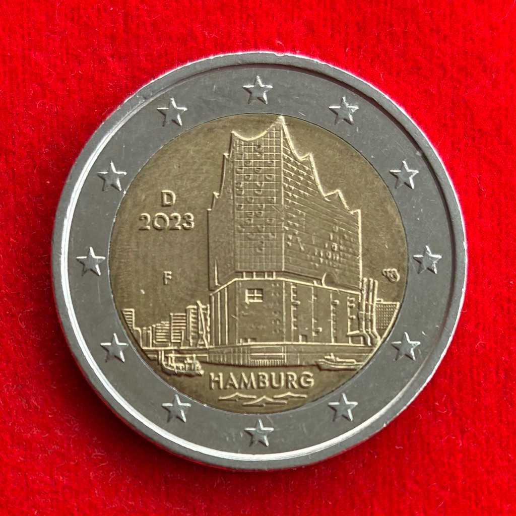 🇩🇪 เหรียญยูโร เยอรมัน Germany 2 euro ปี 2023 Hamburg เหรียญที่ระลึก
