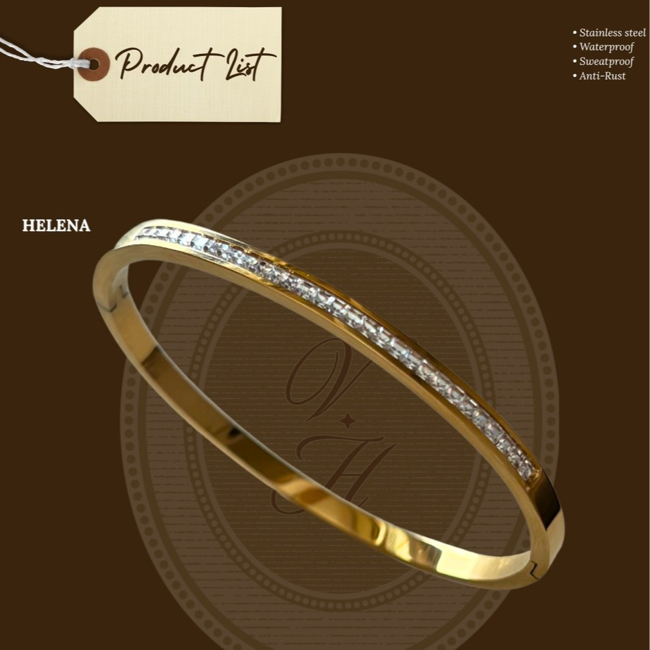 Valencia Haus • HELENA BANGLE • กำไลเพชรครึ่งวง สีทอง สแตนเลส กันน้ำ