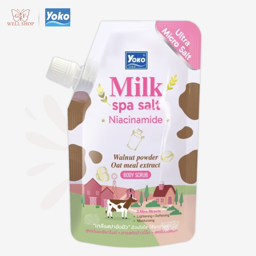 Yoko Milk Spa Salt Niacinamide ขนาด 350g เกลือสปาขัดผิวสูตรนม + ไนอะซินาไมด์ ขัดผิวเนียนใส ลดความหมองคล้ำ x 1