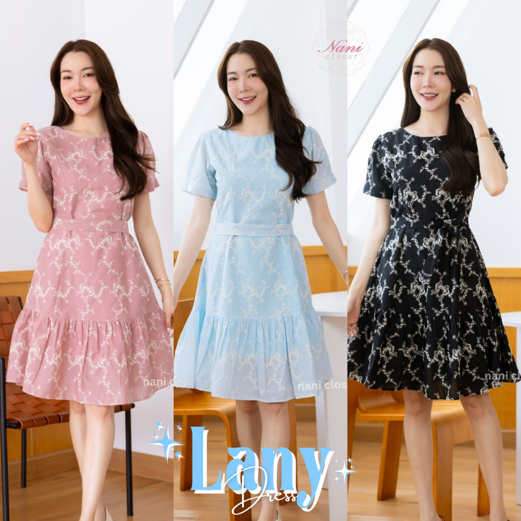 Lany Dress เดรสทำงาน ทรงปล่อย มีกระเป๋าข้าง เนื้อผ้าสวย กระโปรงเลเยอร์ระบาย ซับในทั้งชุด