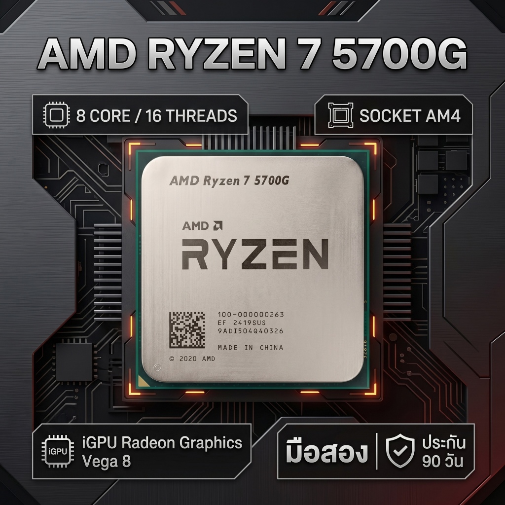 ซีพียู AMD Ryzen 7 5700G (8C/16T) การ์ดจอในตัว Vega 8 มือสอง สภาพสวย ประกัน 90 วัน