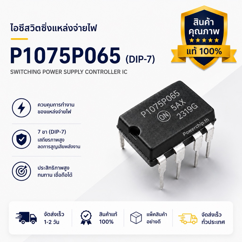 P1075P065  P1076P065 P1075 P1076(ใหม่เอี่ยม) บอร์ดตู้เย็น ไอซีภาคจ่ายไฟ ราคาต่อ 1ชิ้น NCP1075P065 NC