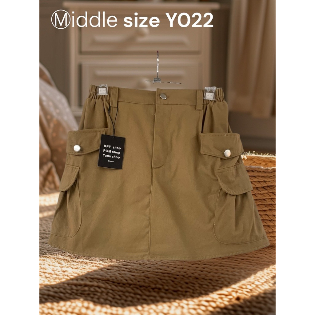 Y021.เข้าใหม่กระโปรงกางเกงสาวอวบ รุ่นเป๋าคู่ middle size ผ้ากระโปรงกางเกง เอว26-36