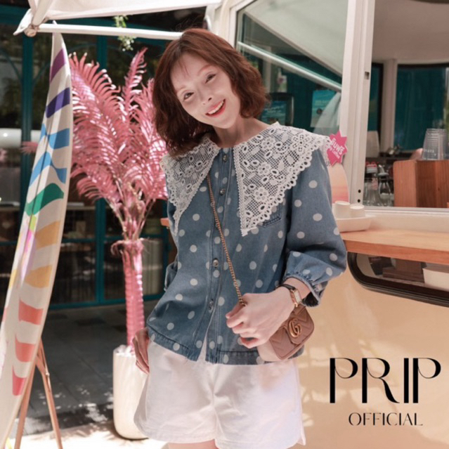 Chaline เสื้อยีนส์แขนสามส่วน เนื้อผ้ายีนส์ฟอกนุ่ม