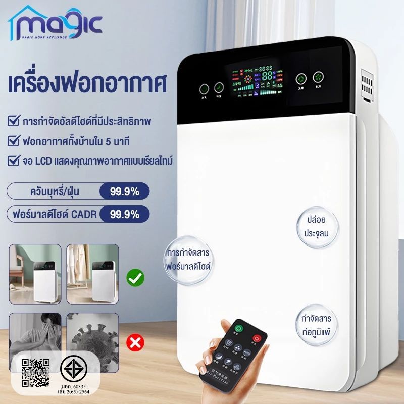 เครื่องฟอกอากาศ เครื่องฟอกอากาศฟังก์ชั่นภาษาไทย สำหรับห้อง 40 ตร.ม.กรองฝุ่น ควัน และสารก่อภูมิแพ้ ไรฝุ่น รับประกัน1ป ราคา ถูกที่สุด ดีลบีเคเค รูปภาพหลัก