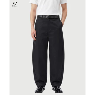 SEOULSHIRTS กางเกงบาร์เรลทรงบอลลูน ผ้าชิโน่คอตตอนรุ่นหนา UNISEX BARREL CHINO PANTS ทรงสวย ขายาว ผ้าหนาคงทน P0140