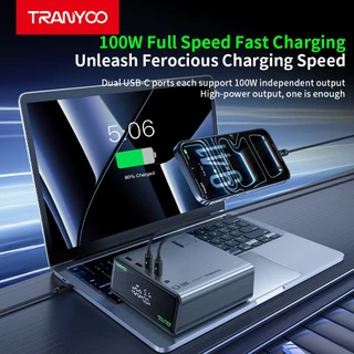 TRANYOO L6 60000mAh Power banks รองรับชาร์จเร็ว 100W เข้ากันได้กับอุปกรณ์ทุกชนิด มีหลอด LED และ 5 พอร์ตชาร์จในตัว