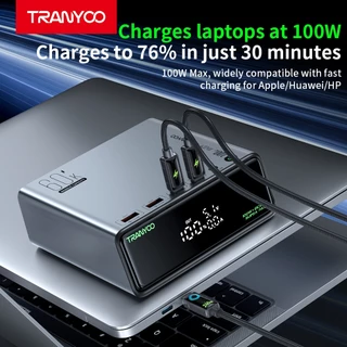 TRANYOO L6 60000mAh Power banks รองรับชาร์จเร็ว 100W เข้ากันได้กับอุปกรณ์ทุกชนิด มีหลอด LED และ 5 พอร์ตชาร์จในตัว