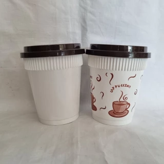 แก้วพลาสติก แก้วกาแฟร้อน ถ้วยพลาสติกกาแฟร้อน 8 oz. PPแข็ง สีขาวและแบบพิมพ์ลายกาแฟ