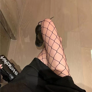 🔥พร้อมส่งจากไทย🧦ถุงน่องตาข่ายแฟชั่นJK เซ็กซี่ เอวสูง ประดับพลอยเทียม ถุงน่องแฟชั่น👠 ถุงน่องเซ็กซี่
