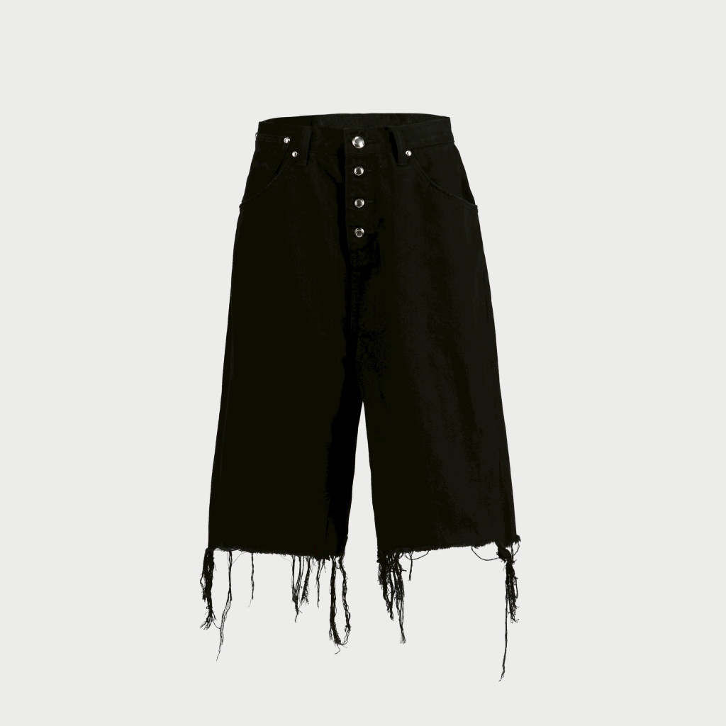 FUXURY Ghost Pocket Super Black Short Jeans