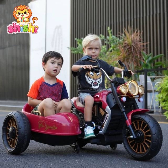 shishi toys shop ***  รถไฟฟ้าเด็กเล่นรถแบตเตอรี่เด็กรถเด็กทรงรถช็อปเปอร์มีพ่วงข้างสุดเท่  M1103-2/ H