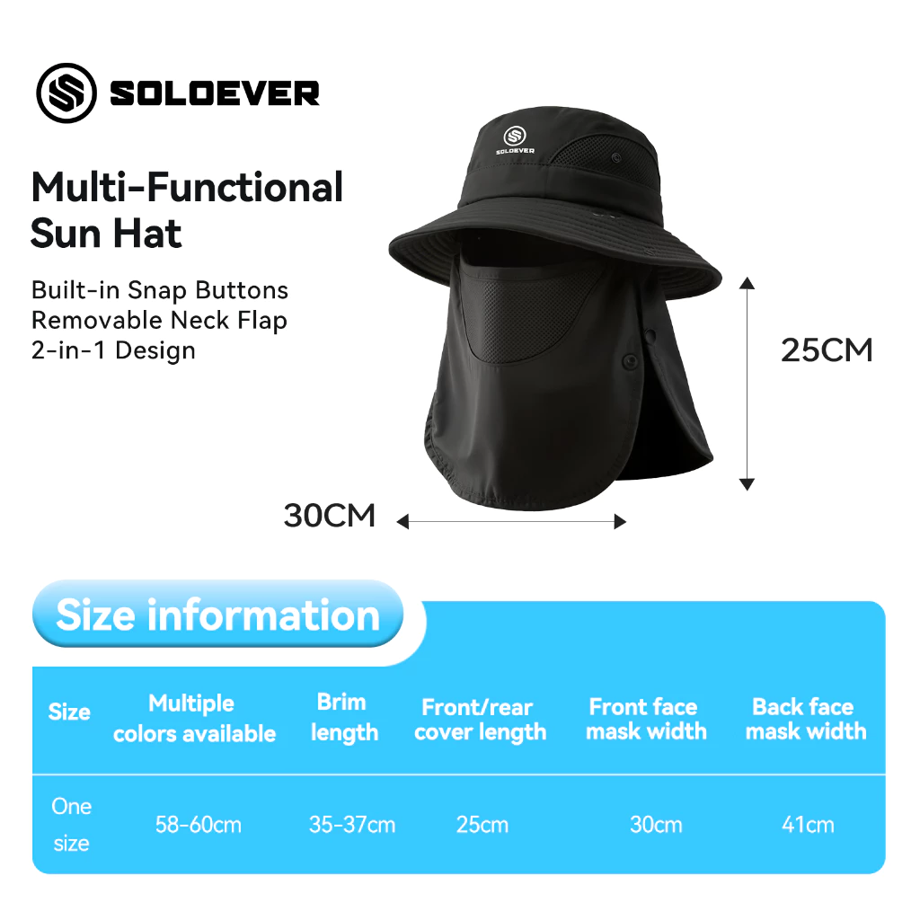 SOLOEVER หมวกตกปลา UPF50 กันแดดกันลม thumbnail 3