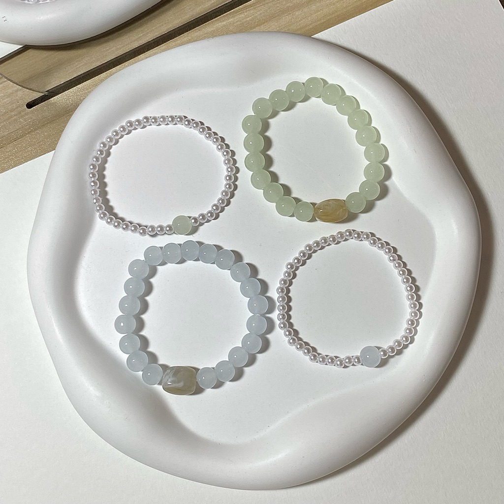 [ซื้อคู่ลด 5฿]coocoabutter - pure mist bracelet กำไลข้อมือลูกปัดอะคริลิคกลมโทนละมุน ขับผิวมาก สร้อยข้อมือ กำไลมุกมินิมอล
