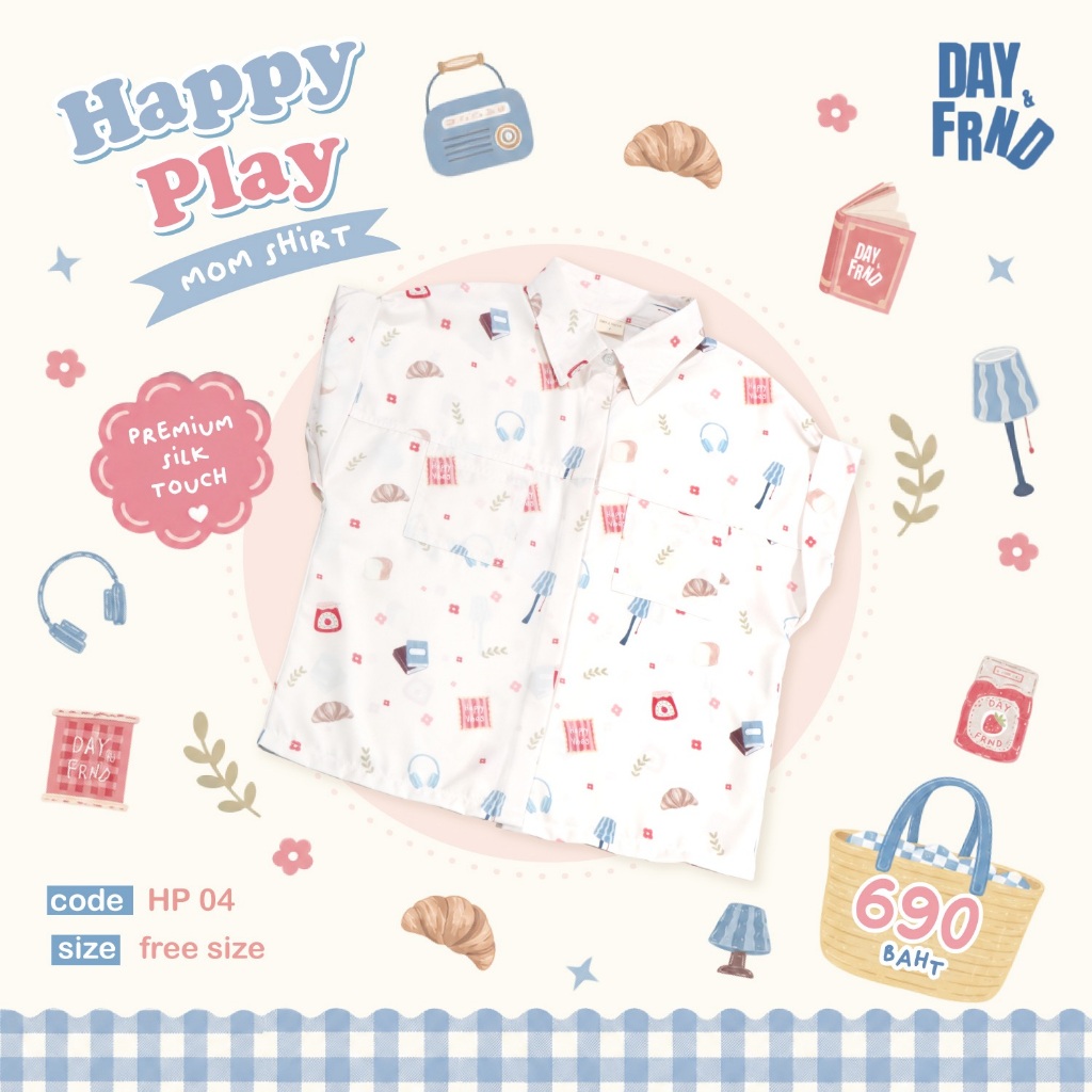 (พร้อมส่ง) Happy Play Mom Shirt HP04