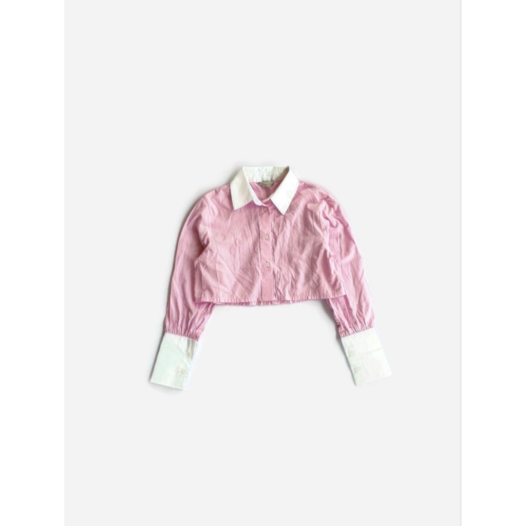 เสื้อเชิ้ต moonland สีชมพู ครอป น่ารักมาก