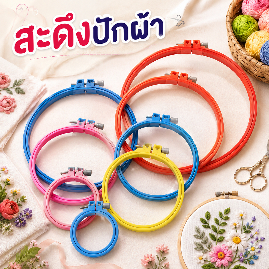 สะดึง สะดึงปักผ้า สะดึงพลาสติก ขนาด 4 นิ้ว-9 นิ้ว