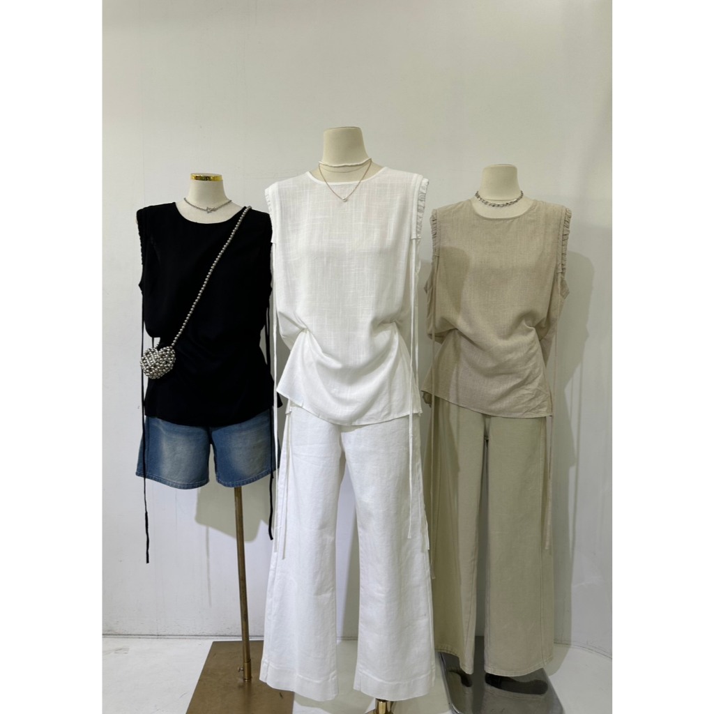 B684 เสื้อแขนกุดผูกข้าง ลุคมินิมอลดูแพง ตัวนี้คือ เรียบแต่ดูดีมาก