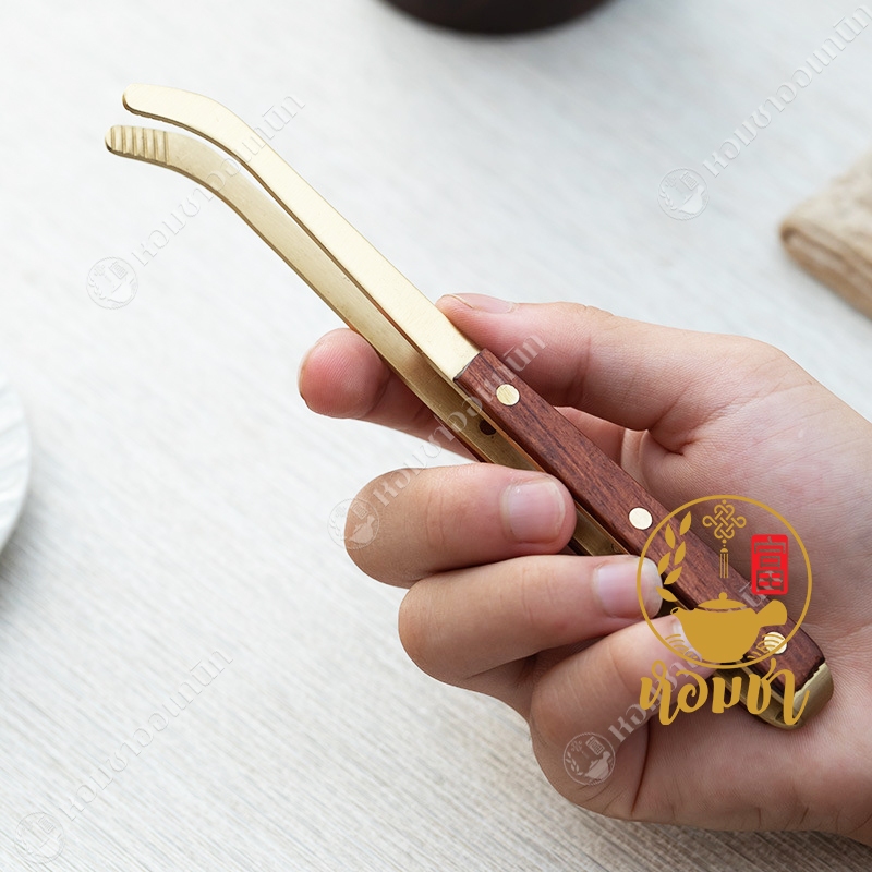 ที่คีบทองเหลือง ที่คีบชา ที่คีบถ้วยชา สวย หรู ดูดี มีสไตล์ Copper Tea Clip Ebony Handle Household Tea Leaf